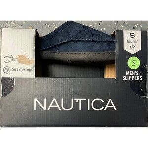 NAUTICA Men's Jamison Slippers Breathable Slip-on Navy-Blue Size S (7 / 8)